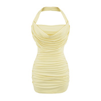 Sexy halterneck pleated hip skirt dress - Thumbnail 2