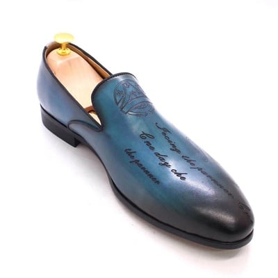 Hand-painted letters men's shoes genuine leather dress shoes 3 colors - Thumbnail 4