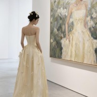 Beautiful Yellow Satin Long A-Line Prom Pary Dress - Thumbnail 3