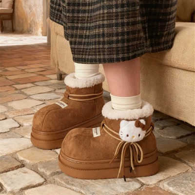Big Toe Snow Boots With Plush Kitty Decore