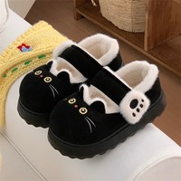 Cute Kitten Claw Velcro Mary Jane Fleece Shoes - Thumbnail 3