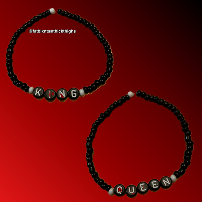 King & queen monochrome seed bead bracelet
