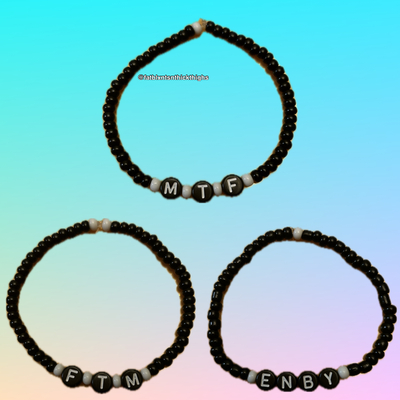 Monochrome identity seed bead bracelet