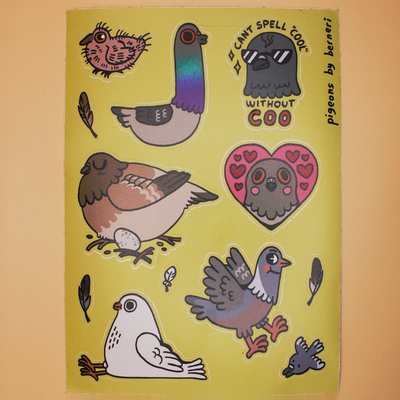 Pigeons 6'' Matte Sticker Sheet