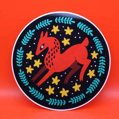 Red deer 3.9'' glossy sticker