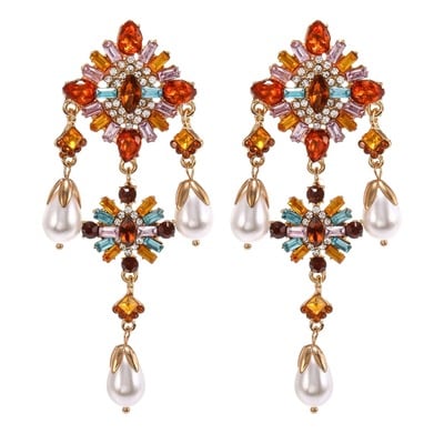 Retro long earrings for women – trendy alloy rhinestone drop ear accessories | vintage fashion jewelry
