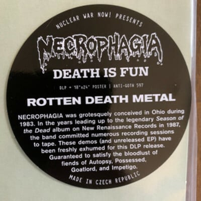 Necrophagia - death is fun (rare 2 lp collection of the pioneering death metal bands 80s demos)