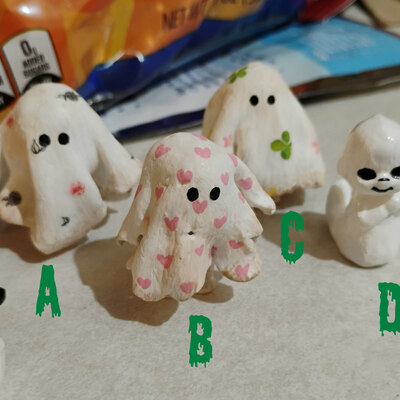 Tiny kewpie sheet ghosts