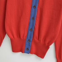 Retro cardigan top fake two-piece stitching embroidered sweater - Thumbnail 4