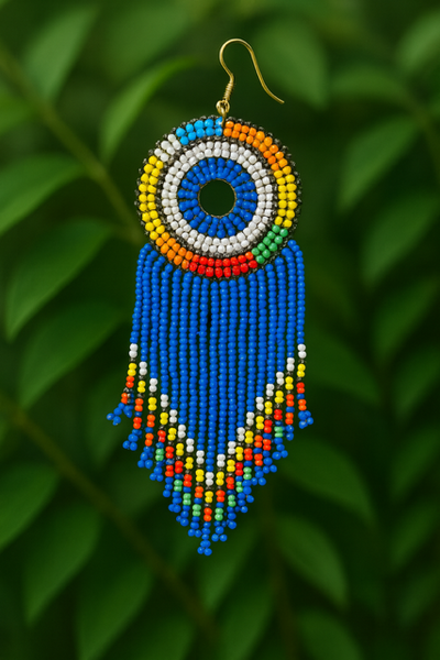Sunburst Harmony Beaded Earrings (blue)