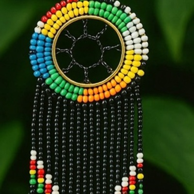Sunburst harmony beaded earrings (black)
