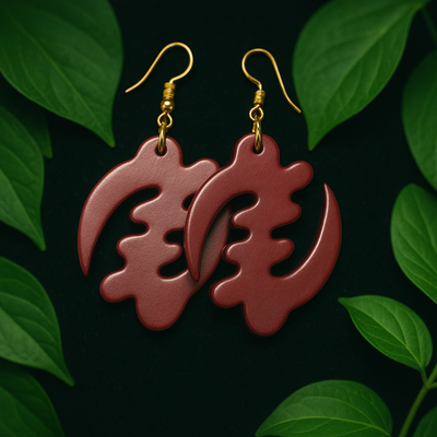 Gye nyame earrings (burgundy)
