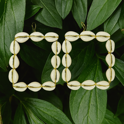 Royal frame cowrie earrings