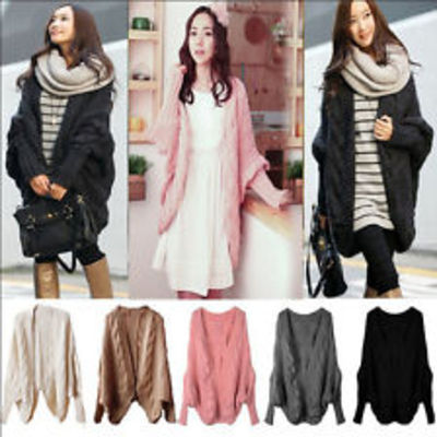  oversized loose knitted sweater batwing sleeve tops cardigan outwear coat