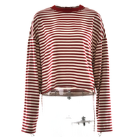 RED STRIPED LOOSE LONG SLEEVE TEE - Thumbnail 5