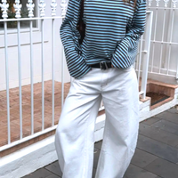 BROWN STRIPED LOOSE LONG SLEEVE TEE - Thumbnail 1