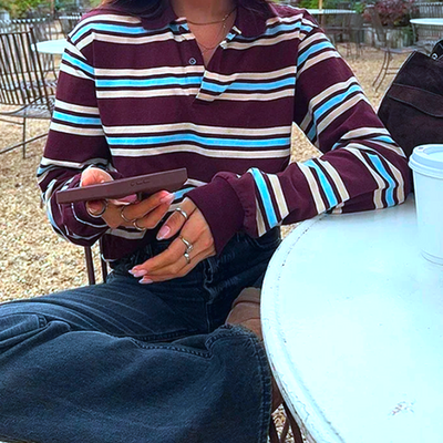 Retro striped polo shirt