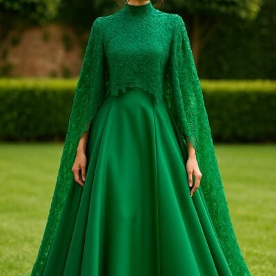 Green a line lace mother of bride/groom dress evening formal gowns 