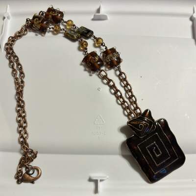 Abstract brown copper necklace