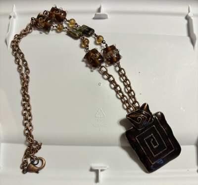 Abstract Brown Copper Necklace