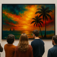 Tropical Sunset with Sailboats - Thumbnail 1