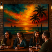 Tropical Sunset with Sailboats - Thumbnail 2