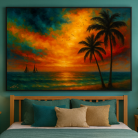 Tropical Sunset with Sailboats - Thumbnail 3
