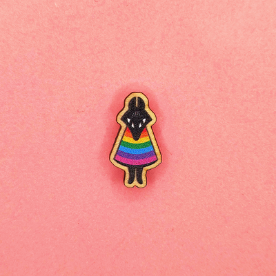 Rainbow Fox Wooden MINI Pin 0.8"