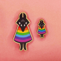 Rainbow Fox Wooden MINI Pin 0.8" - Thumbnail 1