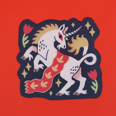 Heraldic unicorn 2" matte sticker