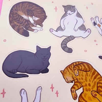 Sleepy kitties 8.2'' matte sticker sheet