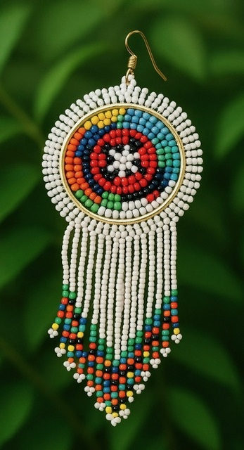 Sunburst Harmony Beaded Earrings (white)