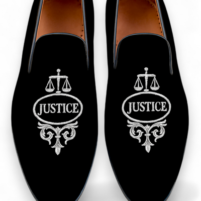 Crafted leather classic black velvet loafers men shoes justice