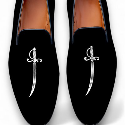 Crafted leather classic black velvet loafers men shoes