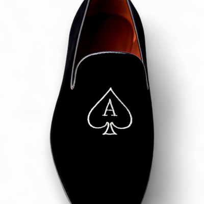 Crafted leather classic black velvet loafers men shoes custom made