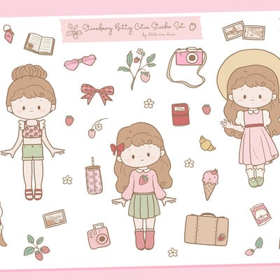 Strawberry bitty cutie sticker sheet