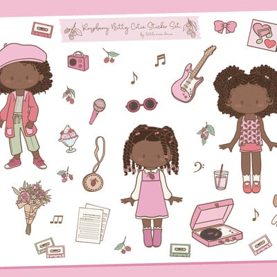 Raspberry bitty cutie sticker sheet