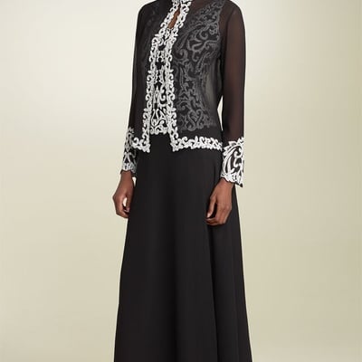 Black a line chiffon lace mother of bride/groom dress evening formal gowns 