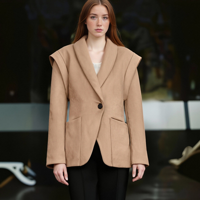 Elegant lapel waisted single button jacket