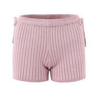Unique side drawstring ribbed stretch knit shorts - Thumbnail 1