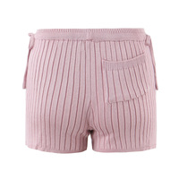 Unique side drawstring ribbed stretch knit shorts - Thumbnail 2