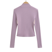 Retro-style inner layer base layer high-end washed stand collar long-sleeved T-shirt - Thumbnail 2