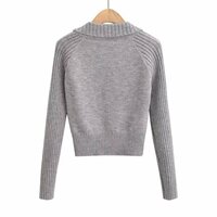Gentle collared long-sleeved short-length base layer knitwear - Thumbnail 2