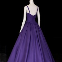 Purple Satin Long A-Line Prom Party Dress - Thumbnail 1