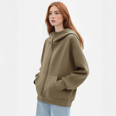 Autumn and winter warm casual high-weight cardigan women's hooded lazy sweatshirt