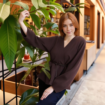 Belted knitted jacket