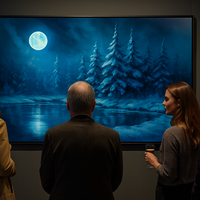 Moonlit Winter Forest by a Lake - Thumbnail 1