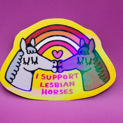 Lesbian horses 2.7'' holo sticker