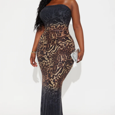 Wild thang rhinestone mesh maxi dress