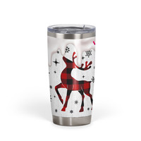 Plaid Reindeer Christmas Drip Tumbler - Candy Cane, Faux Icing & Buffalo Check 20 oz Fat Tumbler DS - Thumbnail 1